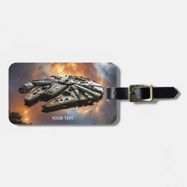 Fantasy Cute Spaceship Space Planet Luggage Tag (Front Horizontal)