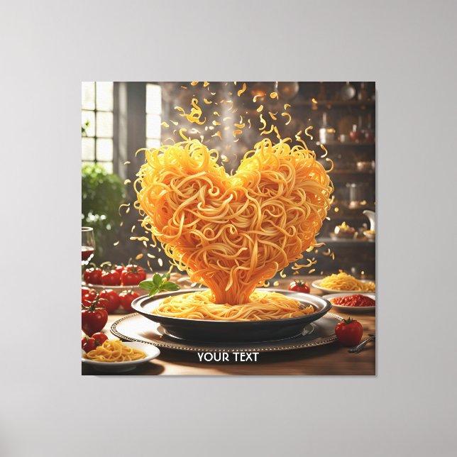 Fantasy Cute Spaghetti Heart Plate Canvas Print (Front)
