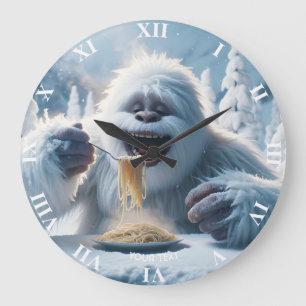 Fantasy Cute Spaghetti Yeti Snow Large Clock
