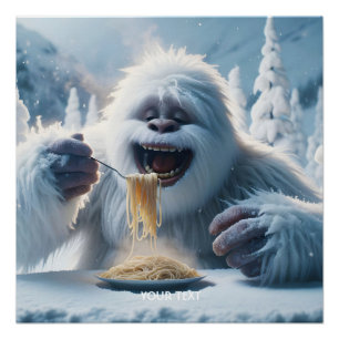 Fantasy Cute Spaghetti Yeti Snow Poster