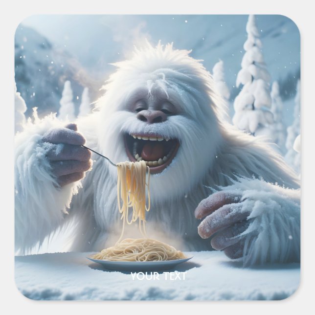 Fantasy Cute Spaghetti Yeti Snow Square Sticker (Front)