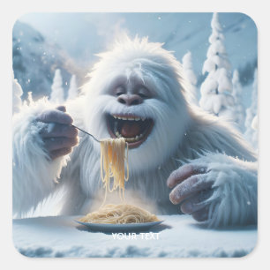 Fantasy Cute Spaghetti Yeti Snow Square Sticker
