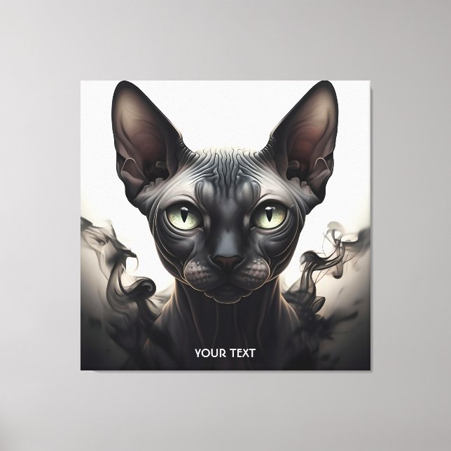 Fantasy Cute Sphynx Black Cat Canvas Print (Front)