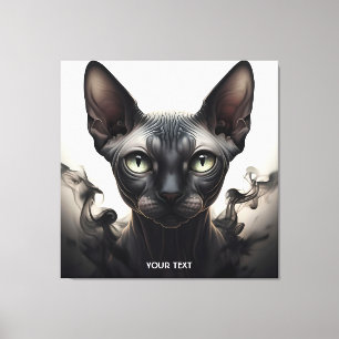 Fantasy Cute Sphynx Black Cat Canvas Print