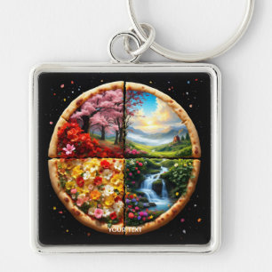 Fantasy Cute Spring Delicate Pizza Keychain