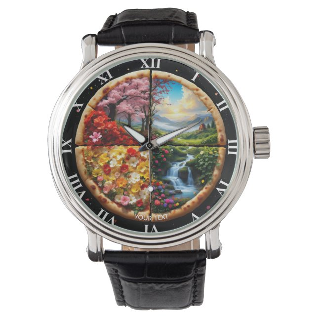 Fantasy Cute Spring Delicate Pizza Watch (Front)