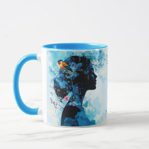 Fantasy Cute Spring Girl Bird Mug