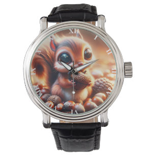 Fantasy Cute Squirrel Holding Acorn Watch