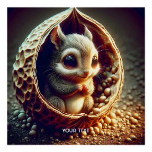 Fantasy Cute  Squirrel Inside Shell Poster