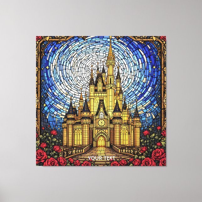 Fantasy Cute Stained Glass Castle Canvas Print (Front)