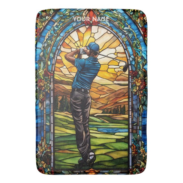 Fantasy Cute Stained Glass Golf Bath Mat (Front Vertical)