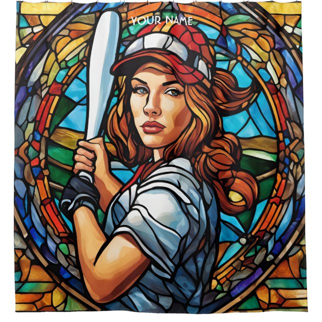 Fantasy Cute Stained Glass Softball (Front)
