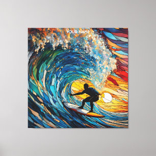 Fantasy Cute Stained Glass Surfer Canvas Print
