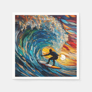 Fantasy Cute Stained Glass Surfer Napkin