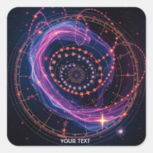 Fantasy Cute Stars Map Chart Square Sticker