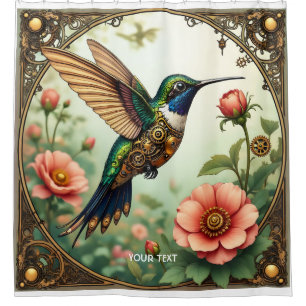 Fantasy Cute Steampunk Bird Flowers