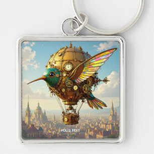 Fantasy Cute  Steampunk Bird Sky Keychain