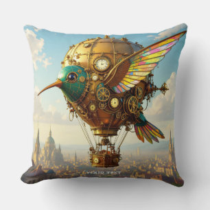 Fantasy Cute  Steampunk Bird Sky Throw Pillow