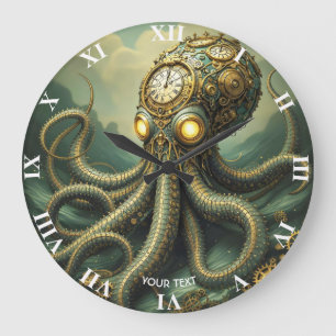 Fantasy Cute Steampunk Clock Kraken