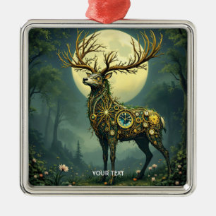 Fantasy Cute Steampunk Deer Forest Metal Ornament