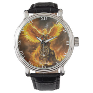 Fantasy Cute Steampunk Flames Phoenix Watch