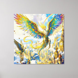 Fantasy Cute Steampunk Griffin City Canvas Print