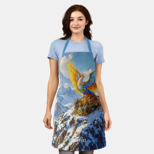 Fantasy Cute Steampunk Mountains Phoenix Apron