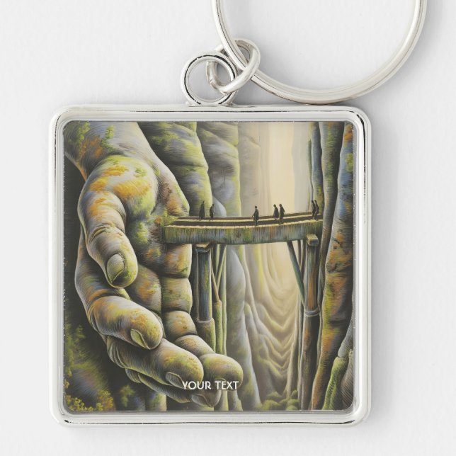 Fantasy Cute Stone Hand Bridge Keychain (Front)