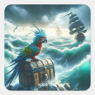 Fantasy Cute Storm Sea Pirates  Square Sticker