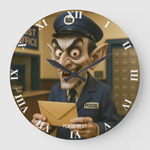Fantasy Cute Strange Postal Worker Large Clock