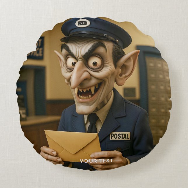 Fantasy Cute  Strange Postal Worker Round Pillow (Front)