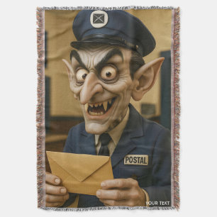 Fantasy Cute Strange Postal Worker Throw Blanket