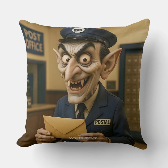 Fantasy Cute  Strange Postal Worker Throw Pillow (Front)
