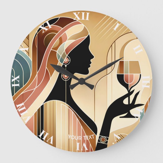 Fantasy Cute Striking Woman Profile Large Clock (Front)