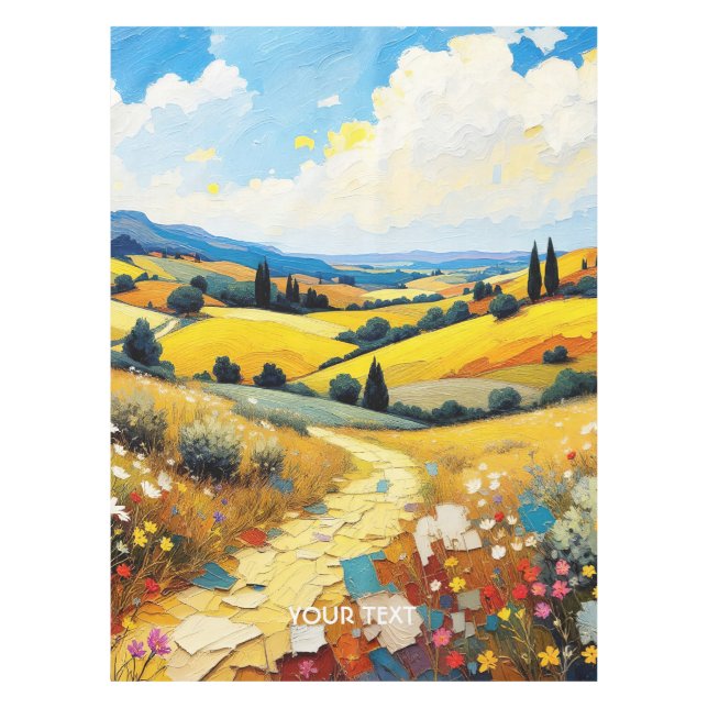 Fantasy Cute Summer Landscape Impasto Tablecloth (Front)