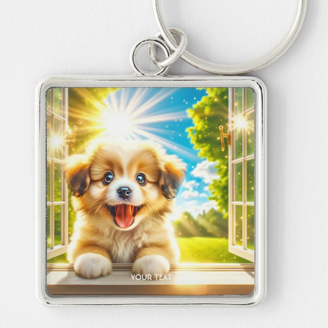 Fantasy Cute Sun Baby Dog Keychain (Front)