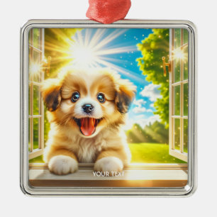 Fantasy Cute Sun Baby Dog Metal Ornament
