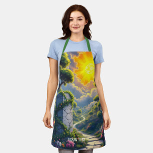 Fantasy Cute Sun Clouds Forest Apron