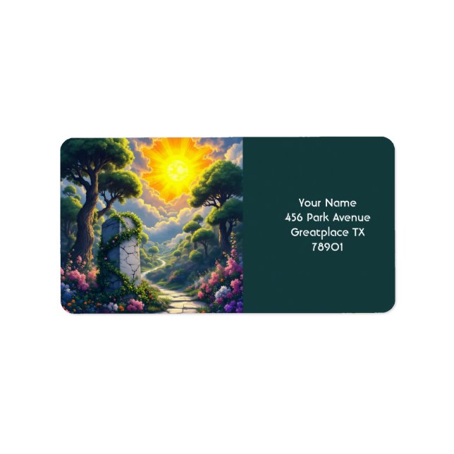 Fantasy Cute Sun Clouds Forest Label (Front)