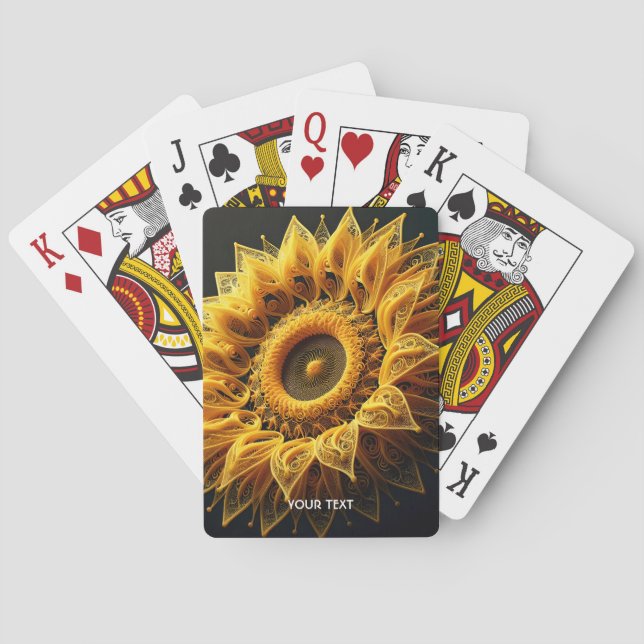 Fantasy Cute Sunflower Yarn Strings Playing Cards (Back)