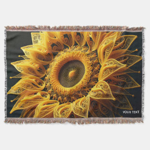 Fantasy Cute Sunflower Yarn Strings Throw Blanket