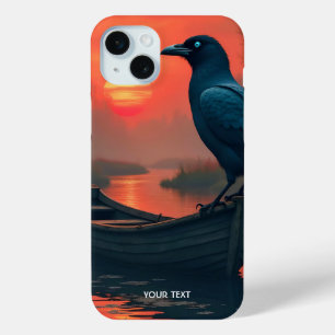Fantasy Cute Sunset Boat Raven iPhone 15 Mini Case