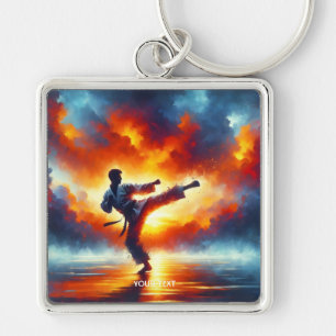 Fantasy Cute Sunset Karate Fighter Keychain