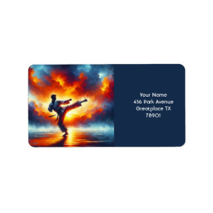 Fantasy Cute Sunset Karate Fighter Label