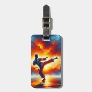 Fantasy Cute Sunset Karate Fighter Luggage Tag