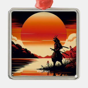 Fantasy Cute Sunset Samurai Sun Metal Ornament