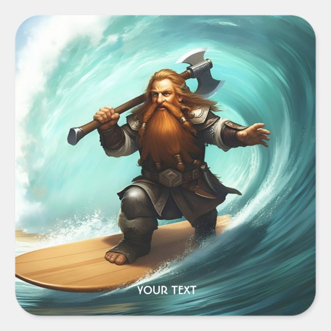 Fantasy Cute Surfer Sunny Day Square Sticker (Front)