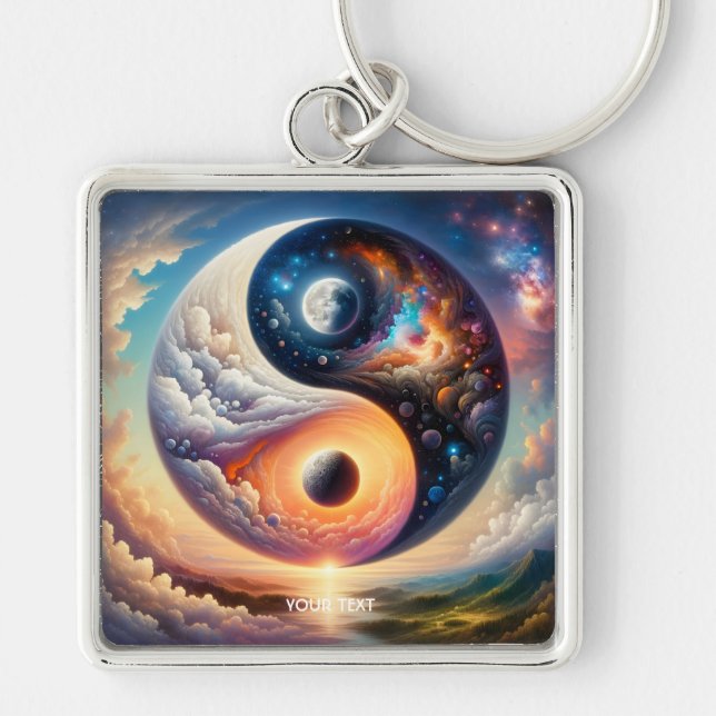 Fantasy Cute Surreal Yin Yang Keychain (Front)