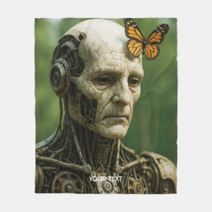 Fantasy Cute Surrealism Butterfly Face Fleece Blanket