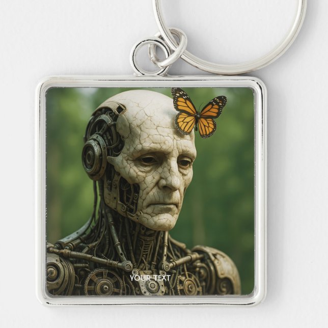 Fantasy Cute Surrealism Butterfly Face Keychain (Front)
